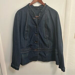 a.n.a Denim Jacket Womens Plus 3X Flair Tail Peplum Dark Wash Y2K
